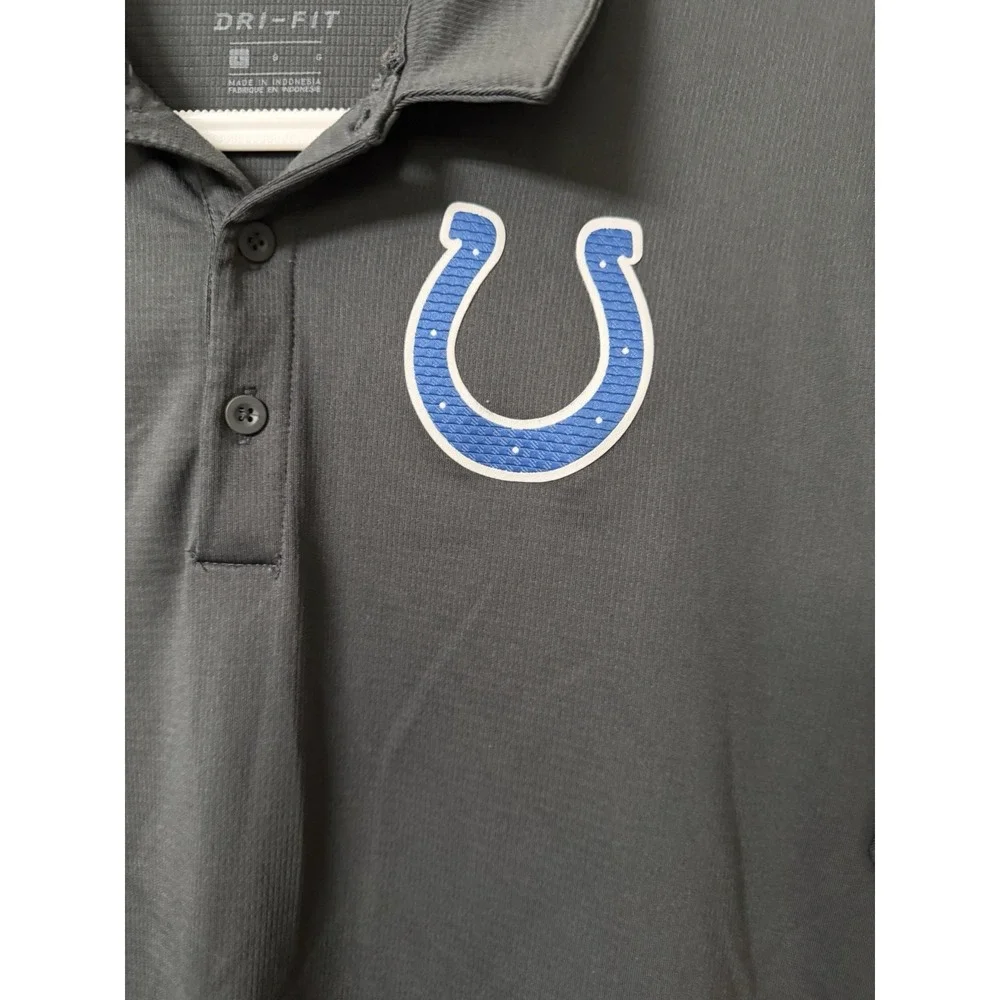 Nike Dri Fit Indianapolis Colts Polo Shirt Men's Large Gray NFL Performance Golf